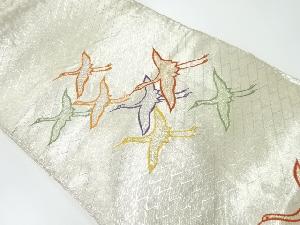 アンティーク　群鶴模様刺繍袋帯（材料）